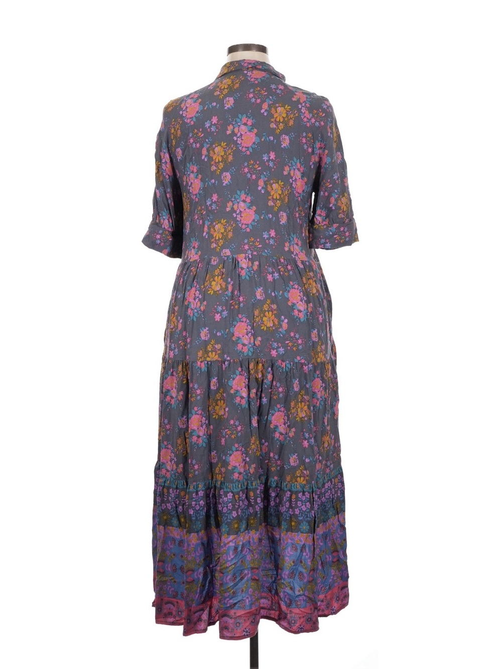 Natural Life Rebecca Tiered Boho Mixed Floral Print Short Sleeve Maxi Dress• XL - Picture 5 of 10